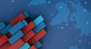 Container Stacked on World Map Graphic - Smart Warehousing
