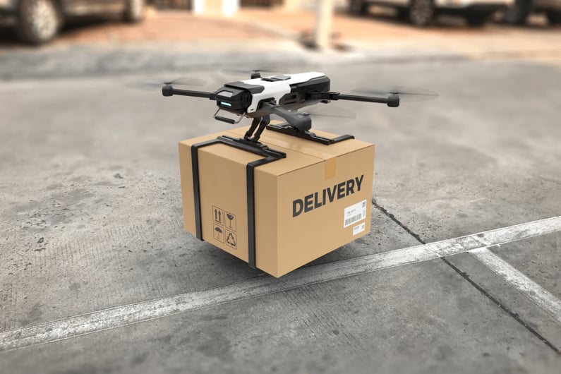 Drone Delivering Box to Final Destination - Smart Warehousing