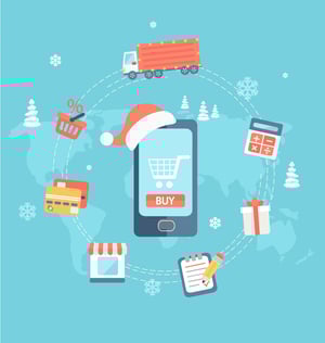 Illustration of E-commerce Holiday Shopping - Smart Warehousing