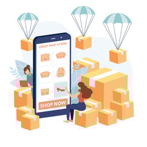 animated characters, phone and boxes