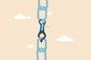 Image of animated character climbing animated chains