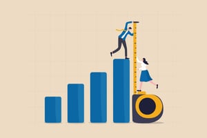 animated person bar graph using a tape measure