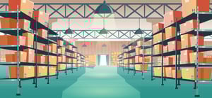 Warehouse Interior With Racking And Boxes Illustration - Smart Warehousing
